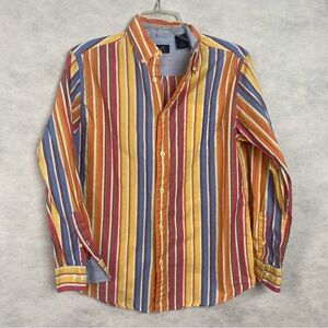 Multi-Stripe Button-Down Shirt - Yellow, Red & Blue